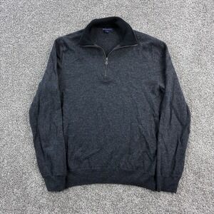 Gap Merino Wool Sweater Mens L Gray 1/4 Zip Pullover‎ Soft Knit Business Casual
